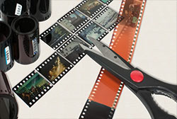 Image of scissors and video film