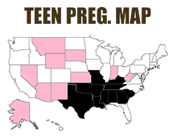 Map of Teen Pregnancy Rate by State
